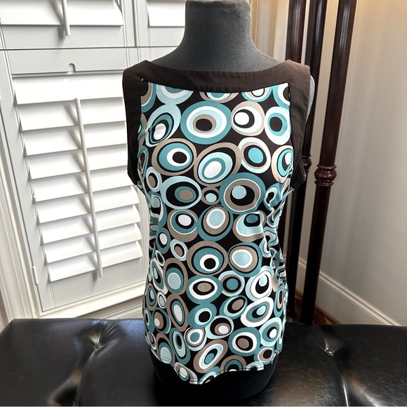 Studio Tops - Studio Multicolored Geometric Sleeveless Blouse Sz 10